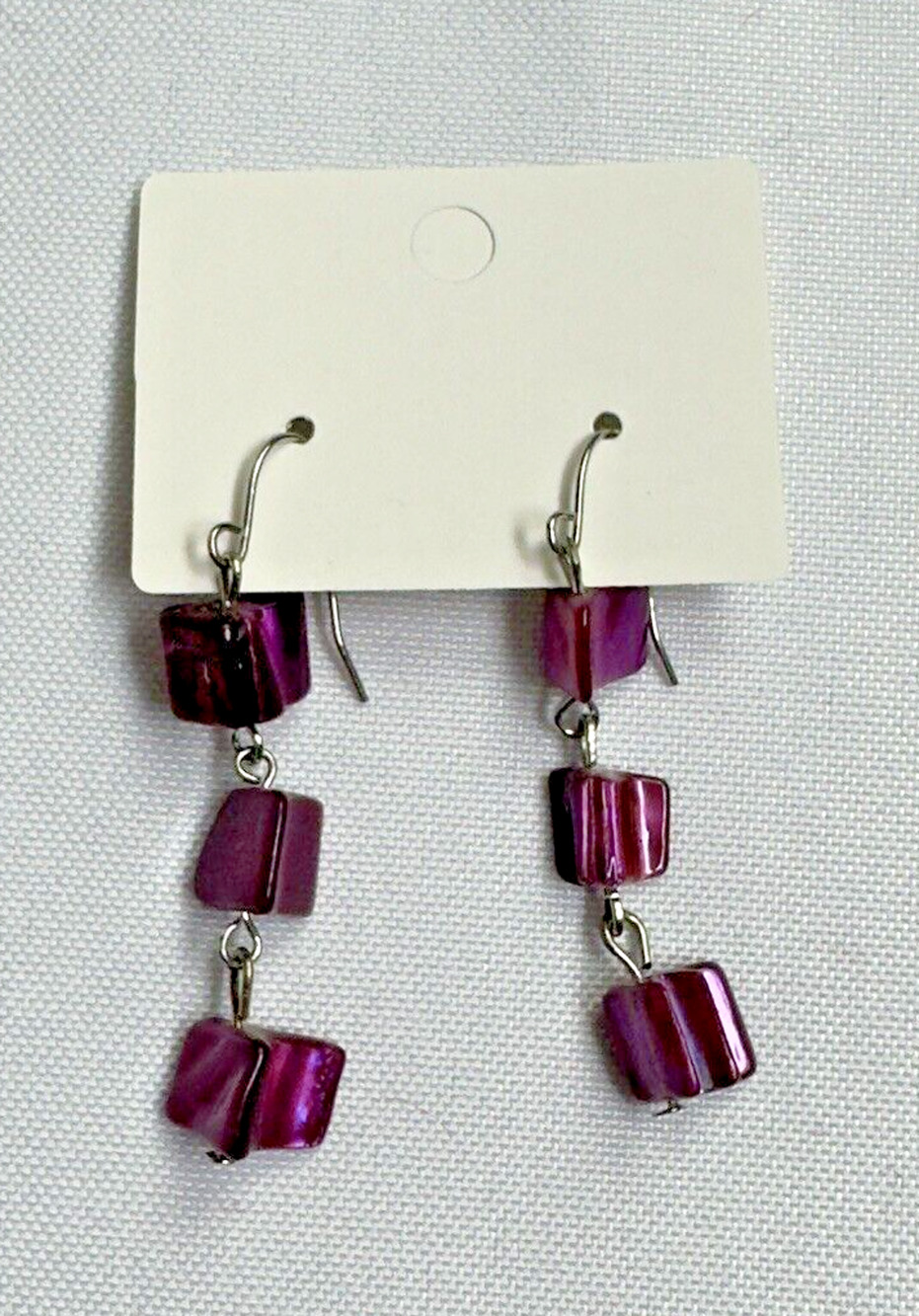 Magenta Drop Earrings for Pierced Ears Approx. 2 inches long Fashion Jewelry